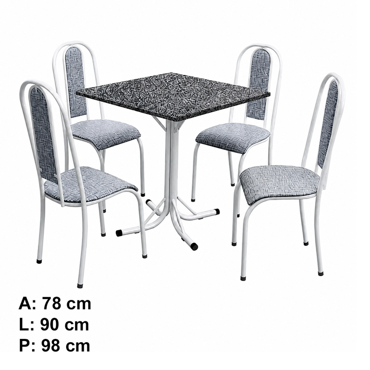 Mesa 4 Cadeiras Havai Quadrada Aço Coelho