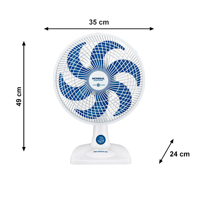 Ventilador 30CM VSP-30 Super Power Branco/Azul Mondial