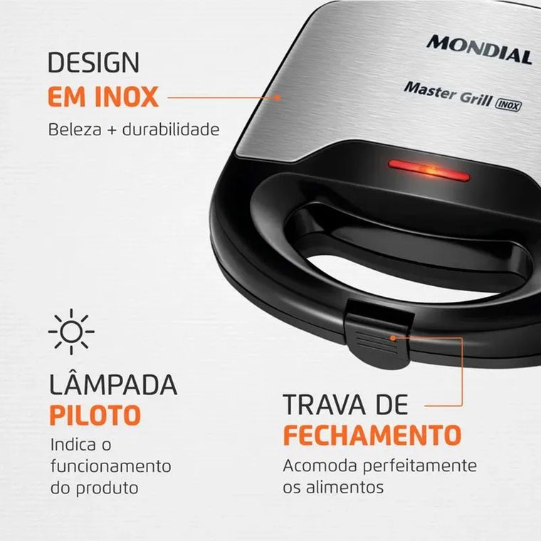 Sanduicheira Master Grill S-20 220V Preto/Inox Mondial