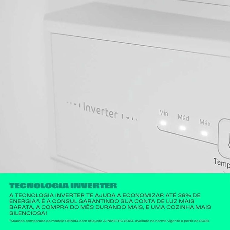 Geladeia Refrigerador Frost Free Inverter 377L CRM44MB 220V Consul