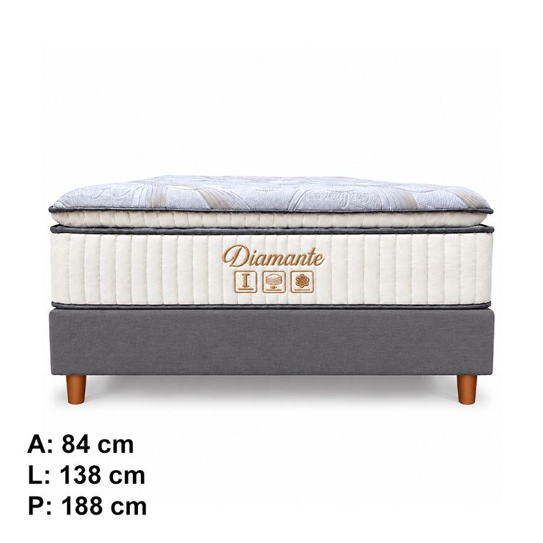 Conjunto Box Casal Diamante com Pillow Top e Molas Ensacadas 138x188 Softflex
