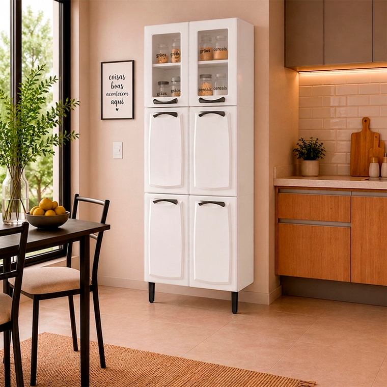 Paneleiro 80 cm 6 Portas New Premium Branco Itatiaia