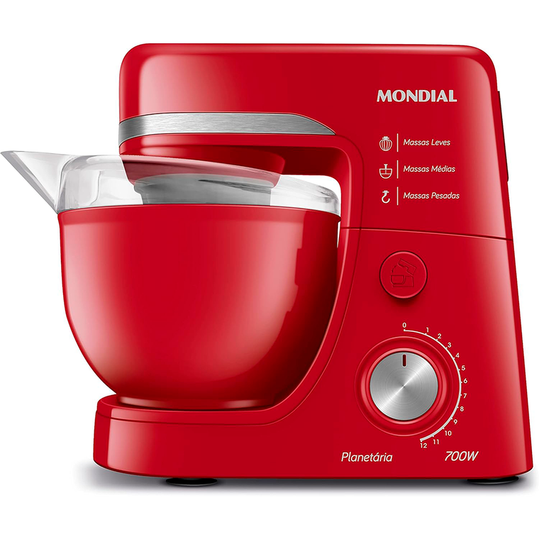 Batedeira 12V Planetária BP-03 700W  Vermelho Mondial 