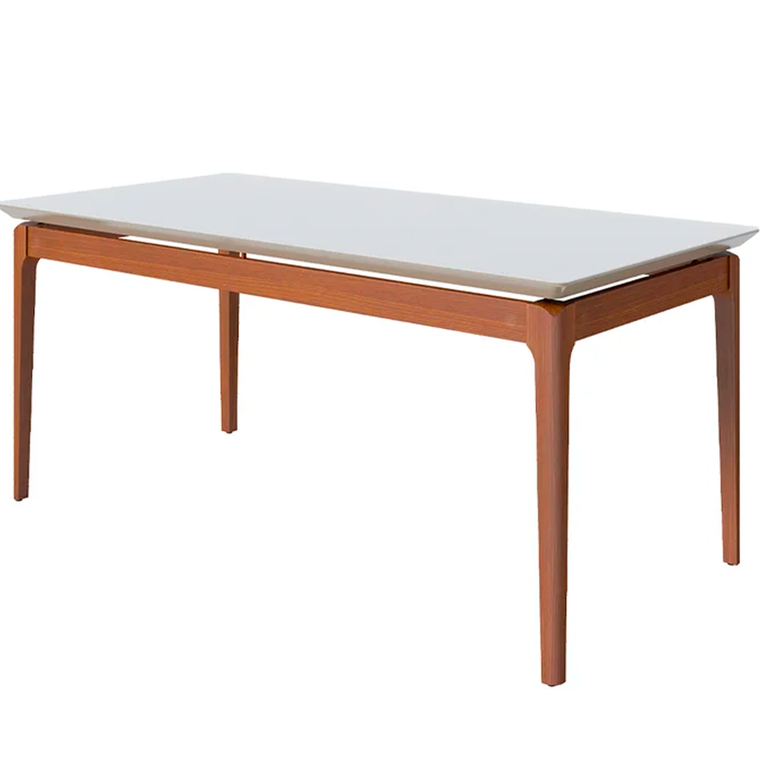 Mesa Wind 1.8 C/Vidro Retangular Off White/Nature Imcal