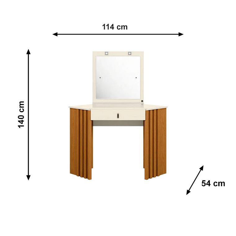 Penteadeira Camarim de Canto Glitter Albatroz Cinamomo Off White