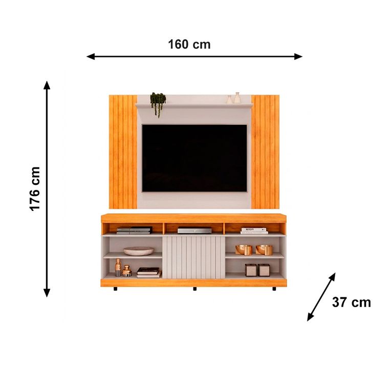Rack Dili 1,60L Com Painel Trend DJ Moveis