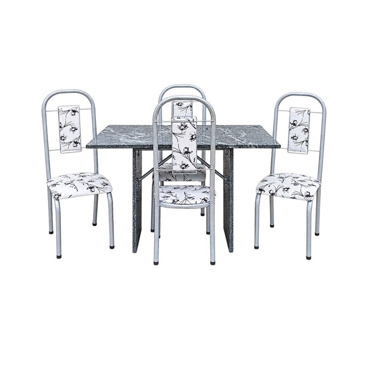 Mesa 4 Cadeiras Paris N39 Granito Luxo Aço Coelho