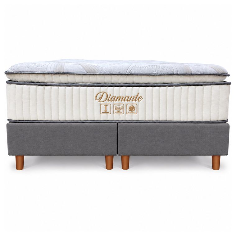 Conjunto Box Queen Diamante com Pillow Top Molas Ensacadas 158X198 Softflex