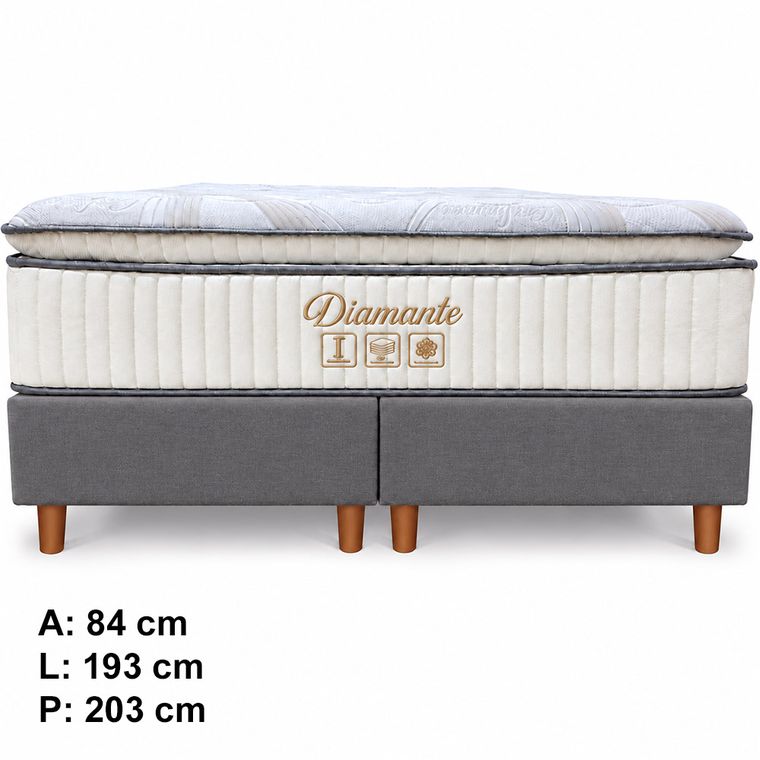 Conjunto Box King Diamante com Pillow Top Molas Ensacadas 193x203 Softflex