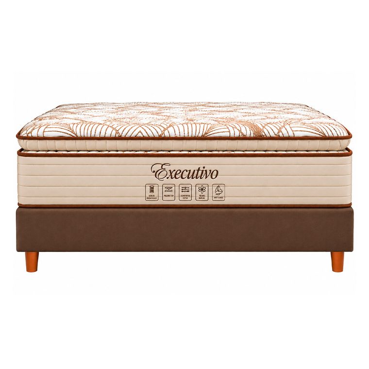 Conjunto Box Casal Executivo com Pillow Top e Molas Ensacadas 138x188 Softflex