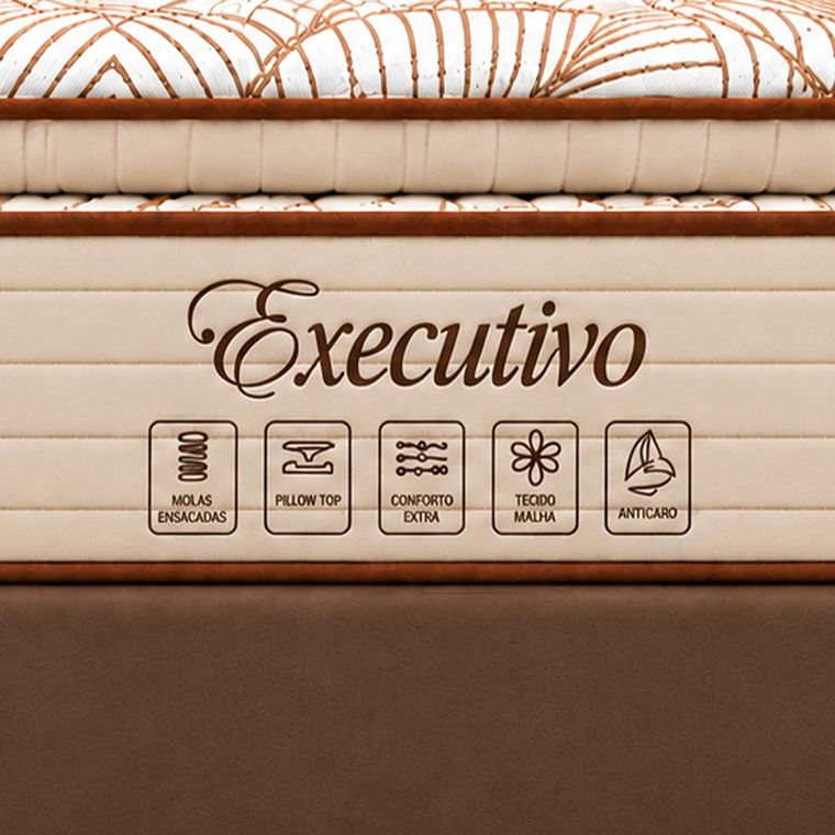 Conjunto Box Solteiro Executivo com Pillow Top e Molas Ensacadas 88x188 Softflex