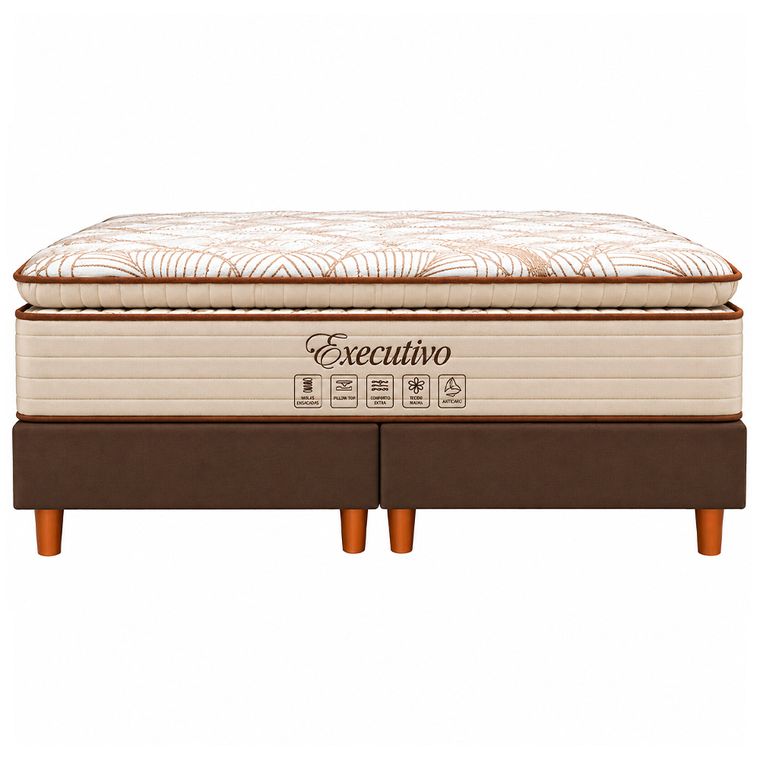 Conjunto Box Queen Executivo com Pillow Top molas ensacadas 158x198 Softflex