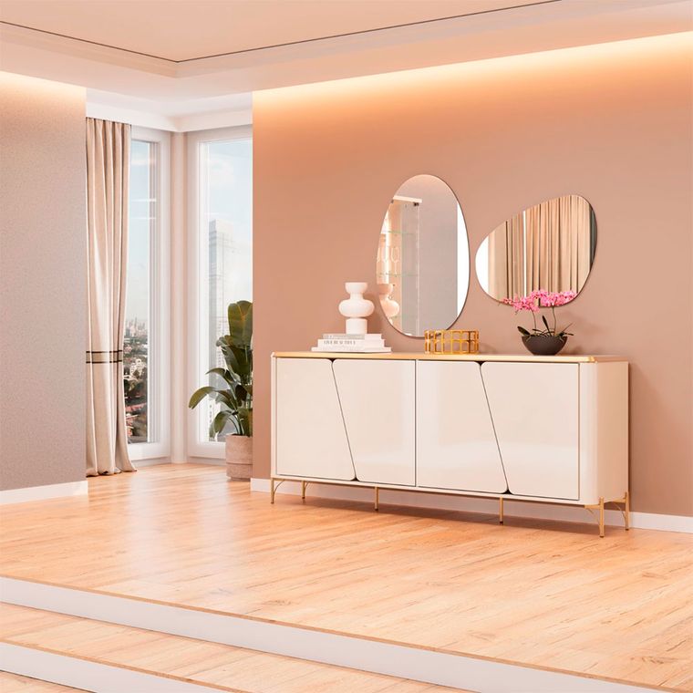 Buffet Liara Off White/Dourado Dj Moveis