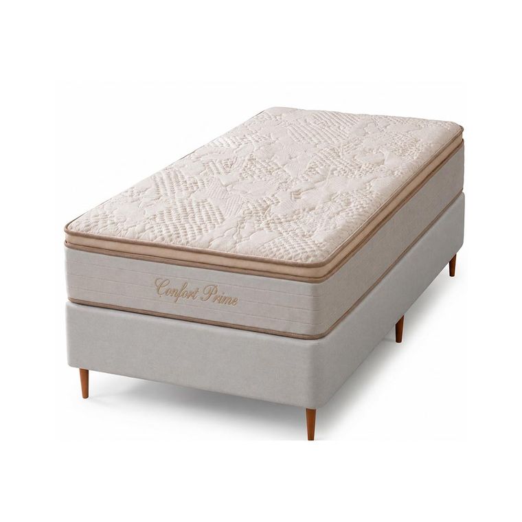 Conjunto Box Solteiro Confort Prime com Pillow Top e Molas Ensacadas 88x188 Softflex