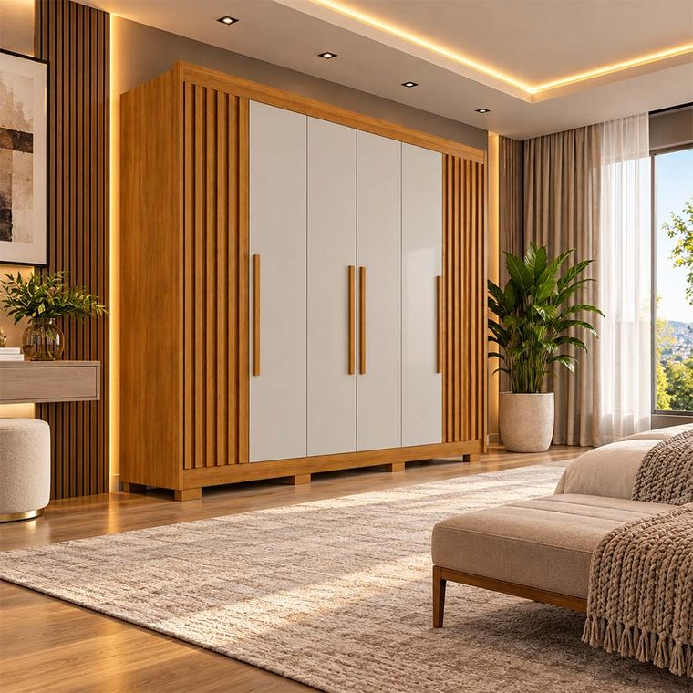 Roupeiro Granada Premium 100% MDF 6 Portas com Pés Salleto