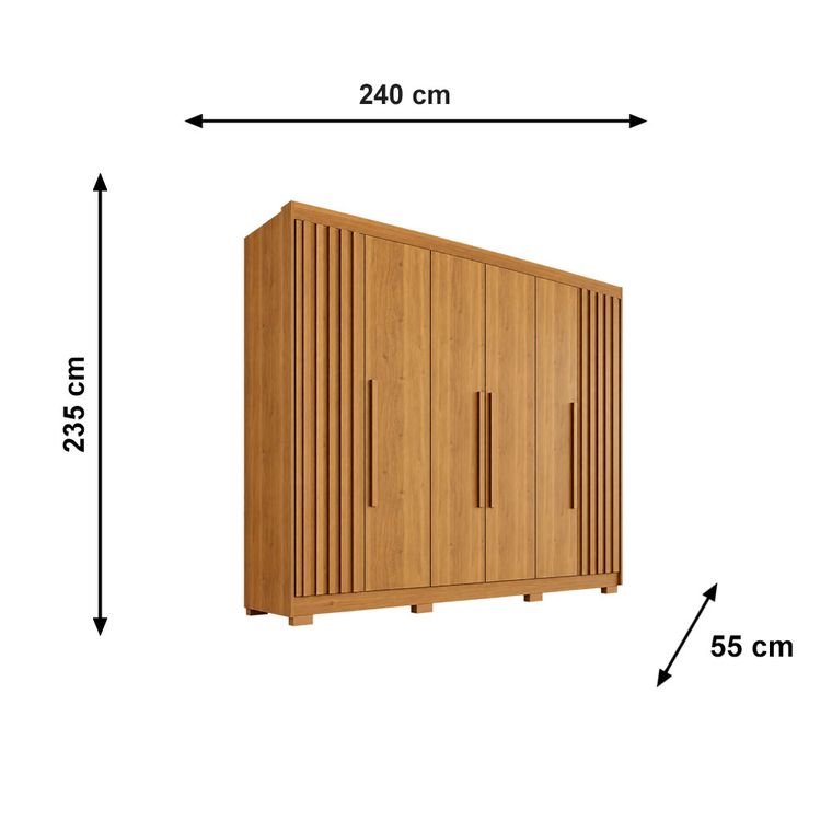 Roupeiro Granada Premium 100% MDF 6 Portas com Pés Salleto