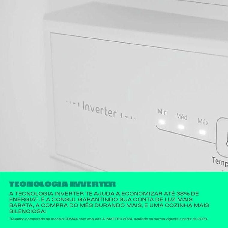 Geladeia Refrigerador Frost Free Inverter 377L CRM44MB 220V Consul