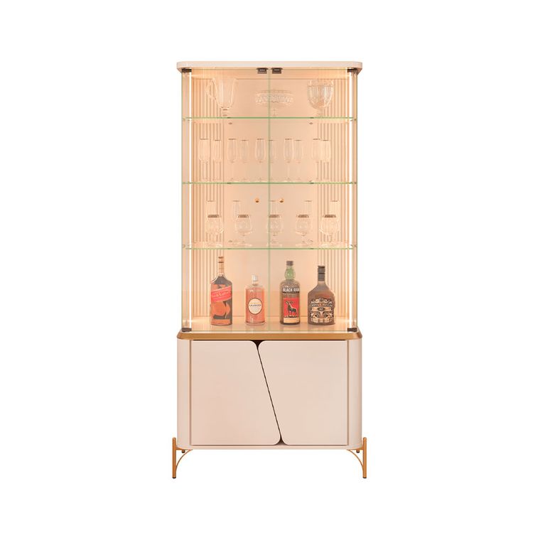 Cristaleira Liara Off White/Dourado Dj Moveis