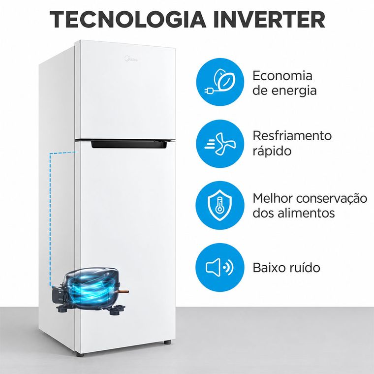 Geladeira RT554 Duplex Cycle Defrost 410L 220V Midea