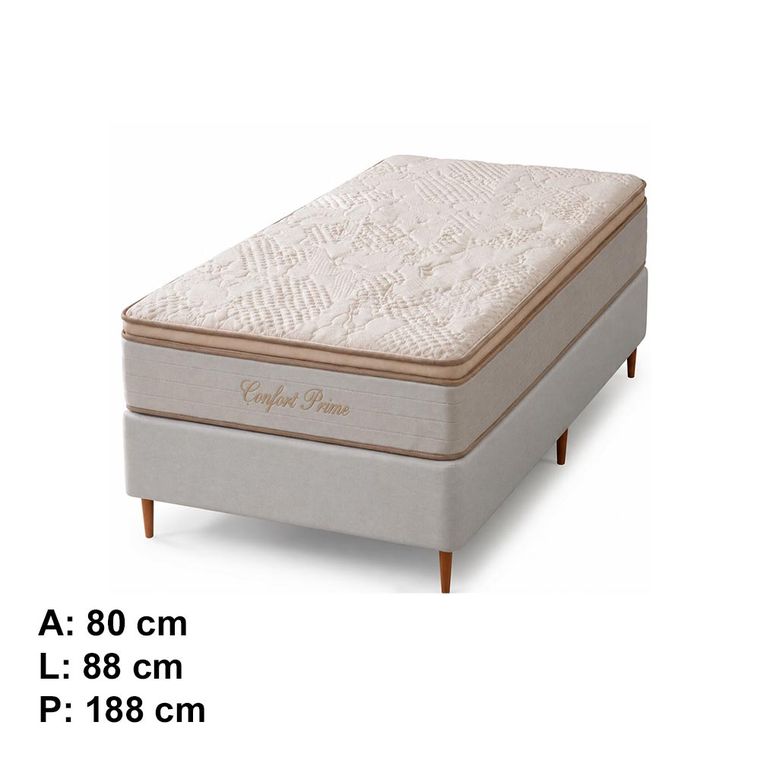 Conjunto Box Solteiro Confort Prime com Pillow Top e Molas Ensacadas 88x188 Softflex