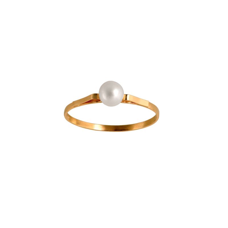 Anel Solitário em Ouro 18k com Pérola Natural