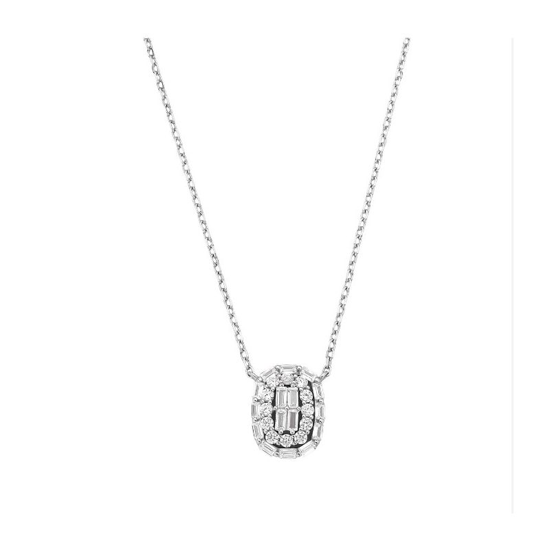 Colar Oval Zircônias Cravejadas Prata 925