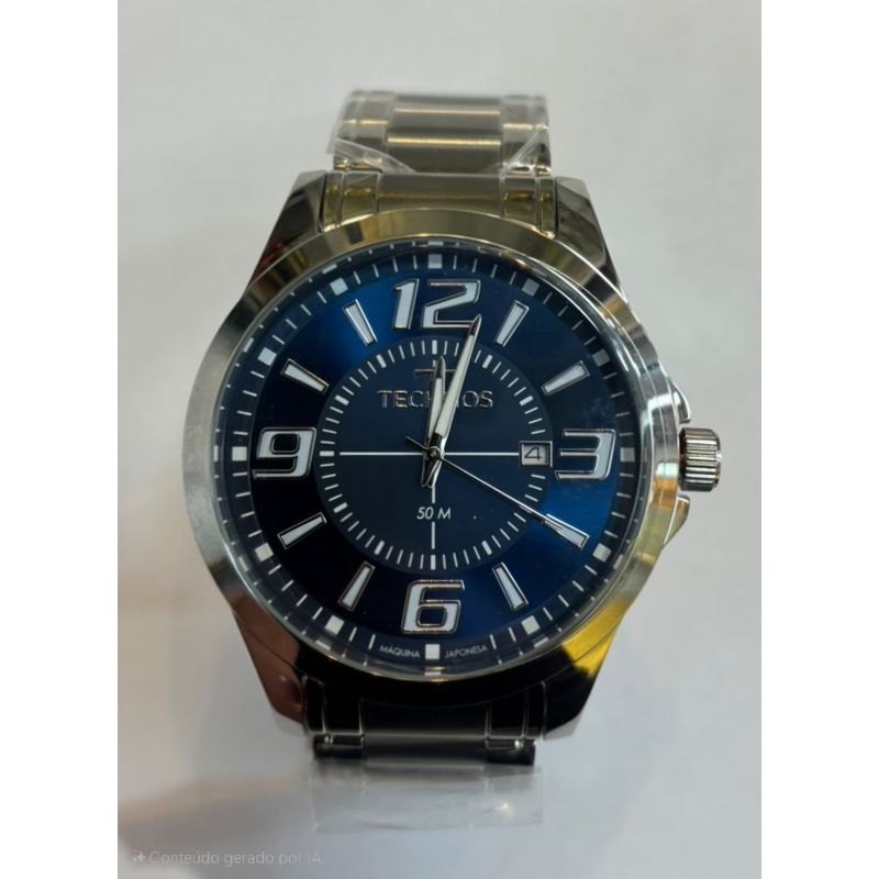 Relógio TECHNOS masculino analógico prata 2115KZZS/1A