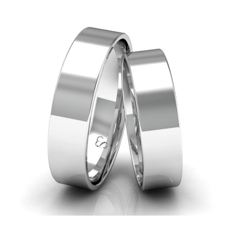 Par de Alianças 4mm Quadrada de Prata