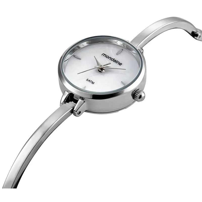  + 2 Relógio Feminino Bracelete Madrepérola Prata