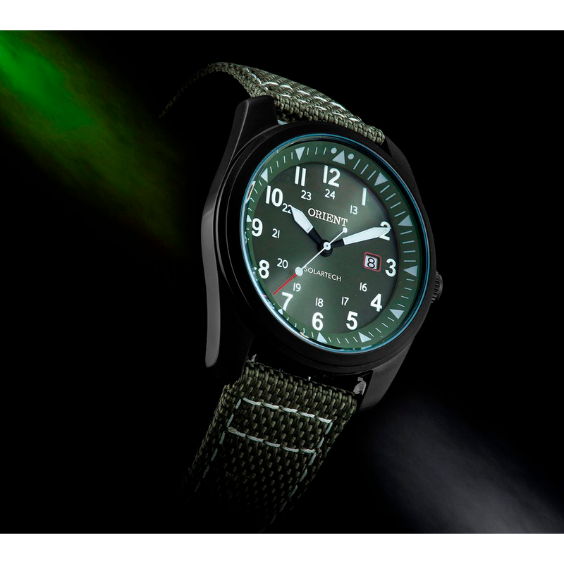 Relógio Orient Masculino Pulseira Tecido Verde
