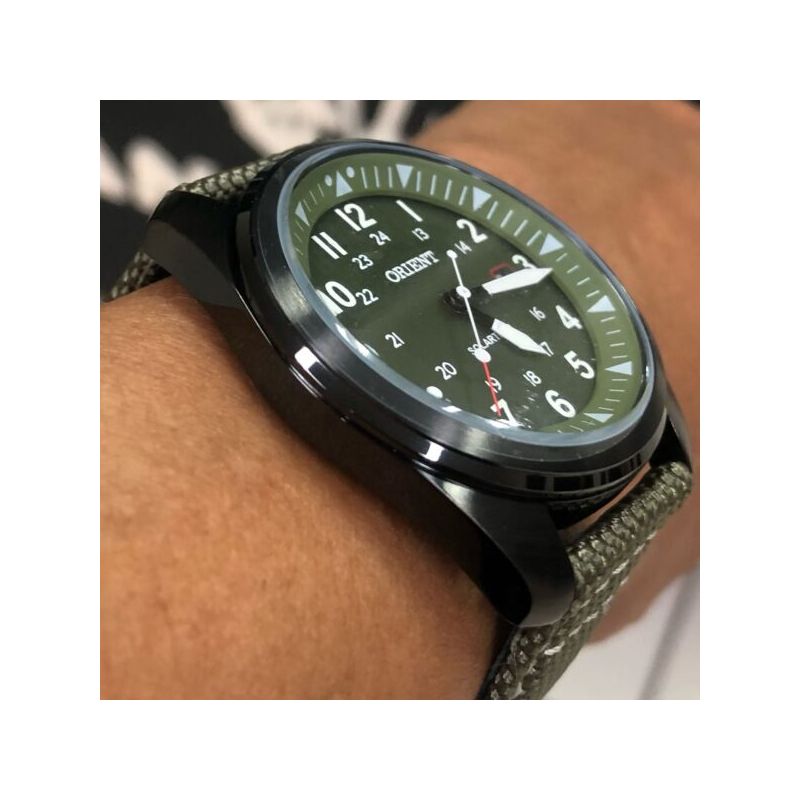 Relógio Orient Masculino Pulseira Tecido Verde