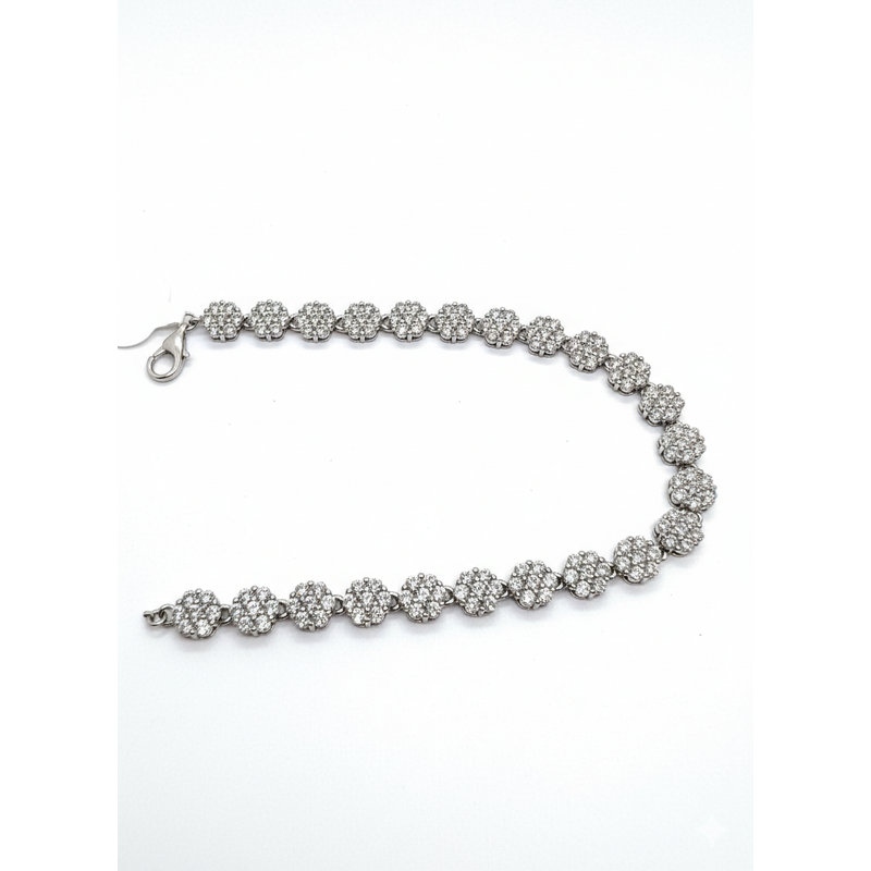 Pulseira Flores de Zirconias de Prata