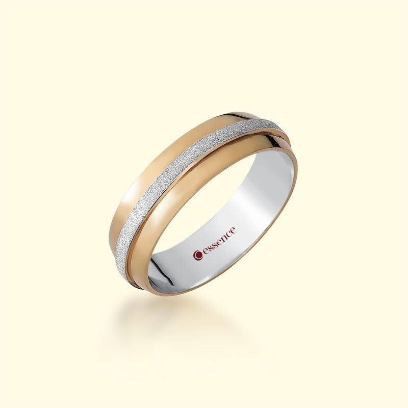 Aliança Ouro 18k e Prata 950 6mm com Conforto Anatômico Modelo Giorgio Armani