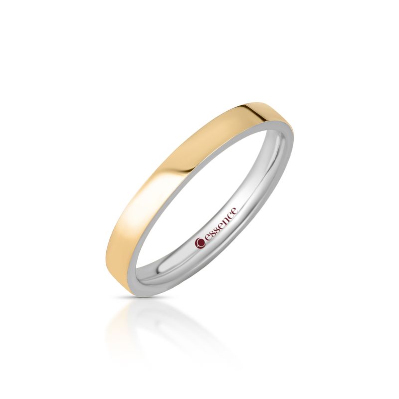 Aliança Ouro 18k e Prata 950 3mm com conforto anatômico modelo Inhotin