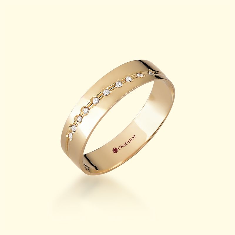 Aliança Ouro 12k 6mm 4grs. modelo Assunção com brilhantes valor unitário