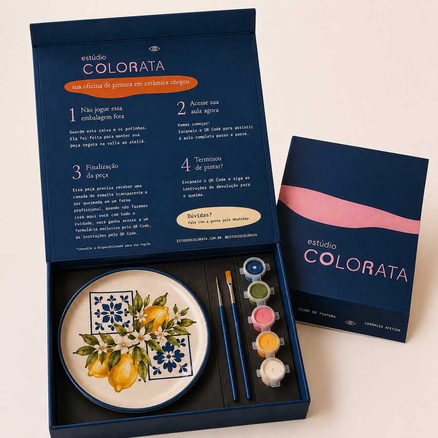Box Clube Colorata com materiais para pintura em cerâmica
