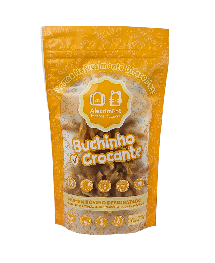 RÚMEN BOVINO / BOI - BUCHINHO CROCANTE 70G - ALECRIM PET