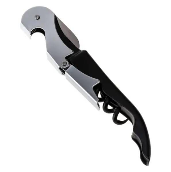 ABRIDOR DE GARRAFAS SACA ROLHAS AÇO INOX PRETO