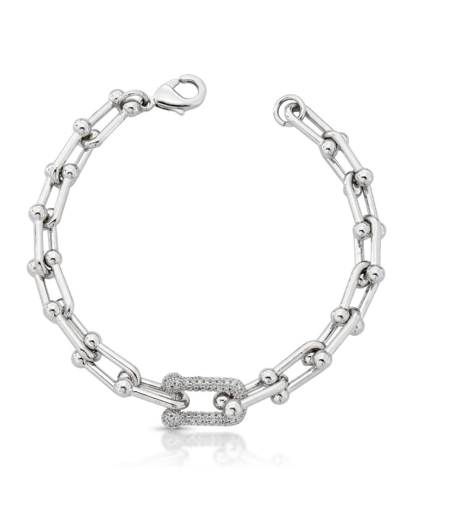 Pulseira Elo Unico Cravejado 18cm Referência: PUL-526-1