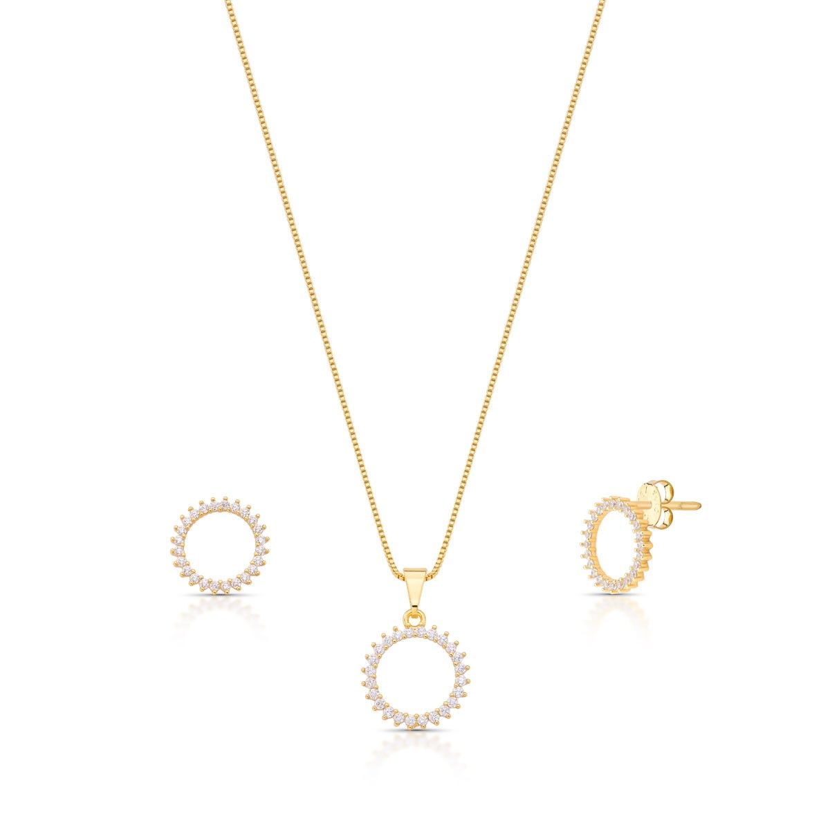 Conjunto Circle Cravejado Dourado