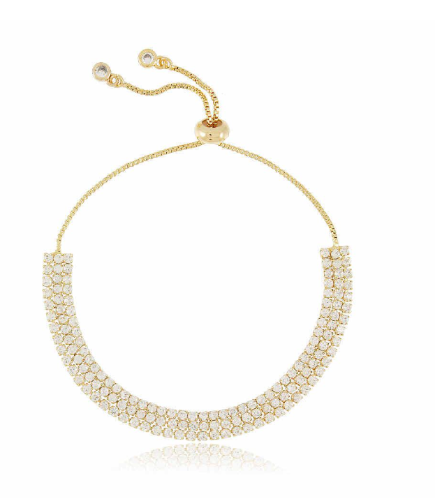Pulseira Riviera Tripla Cravação em Zircônia e Fecho Shambala Referência: PUL-083
