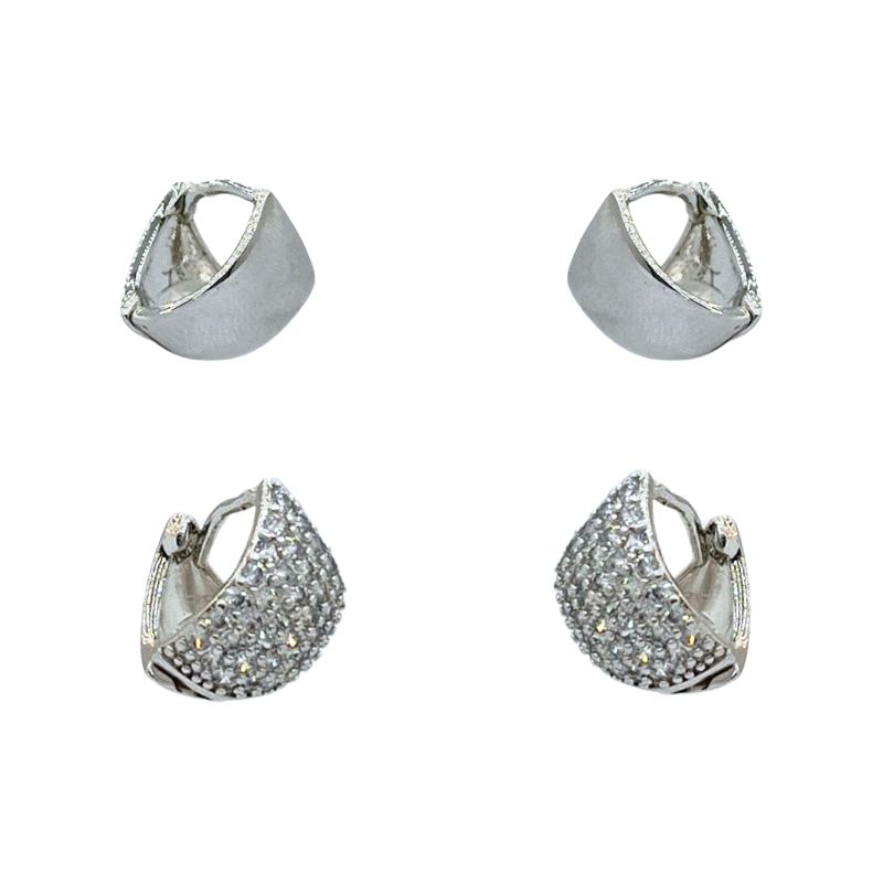 Brinco Argola Triangular Cravejada