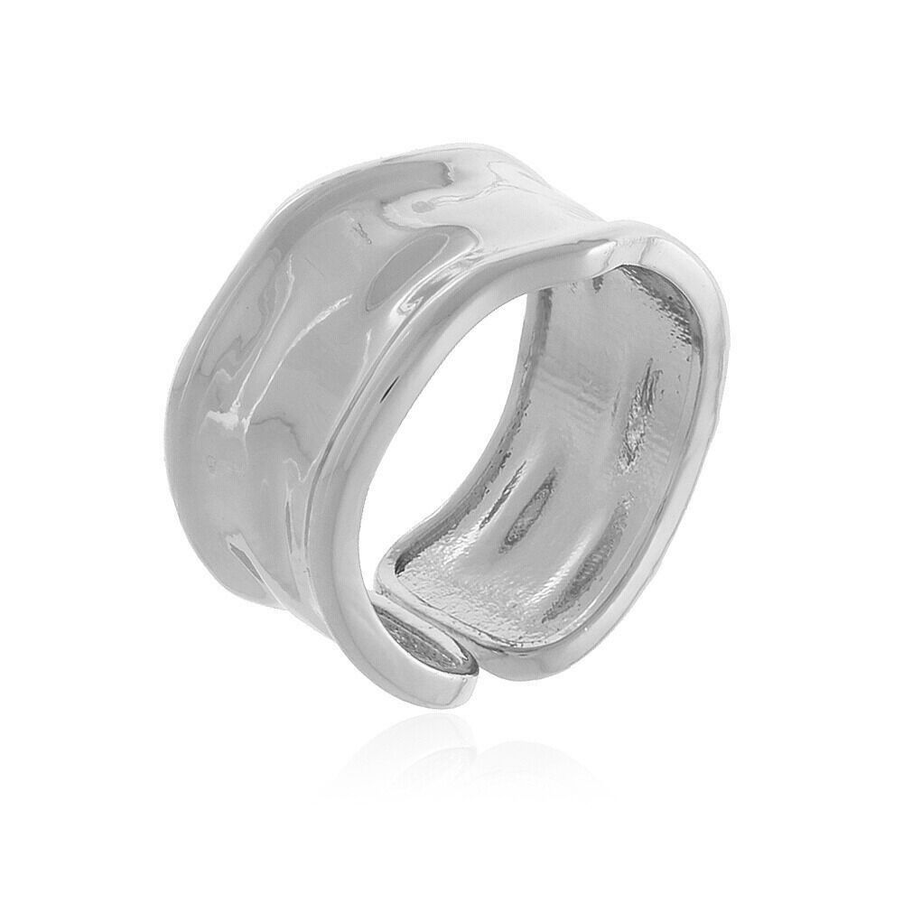 Anel Orgânico Largo Prateado  - Ajustável