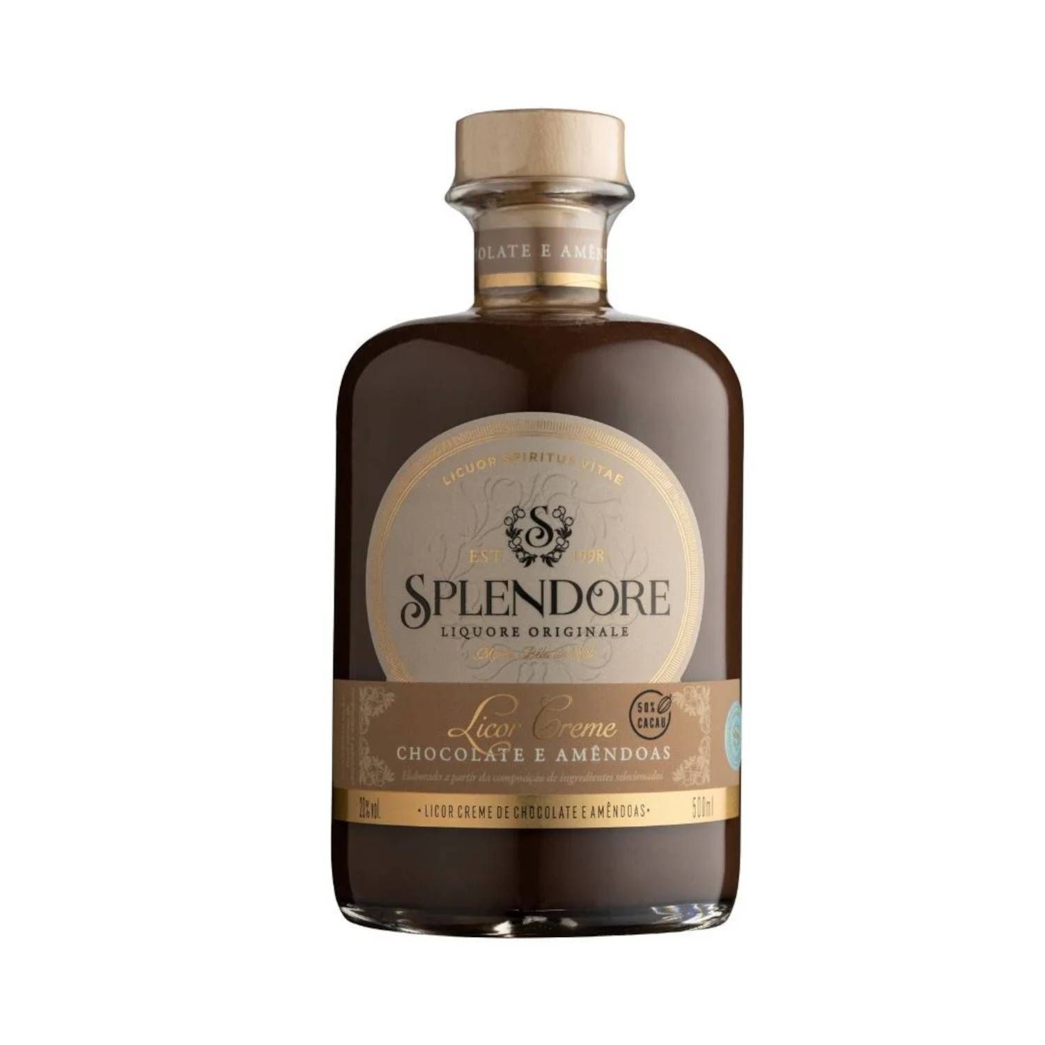 Somacal Licor Creme de Chocolate e Amêndoas Splendore 500ml