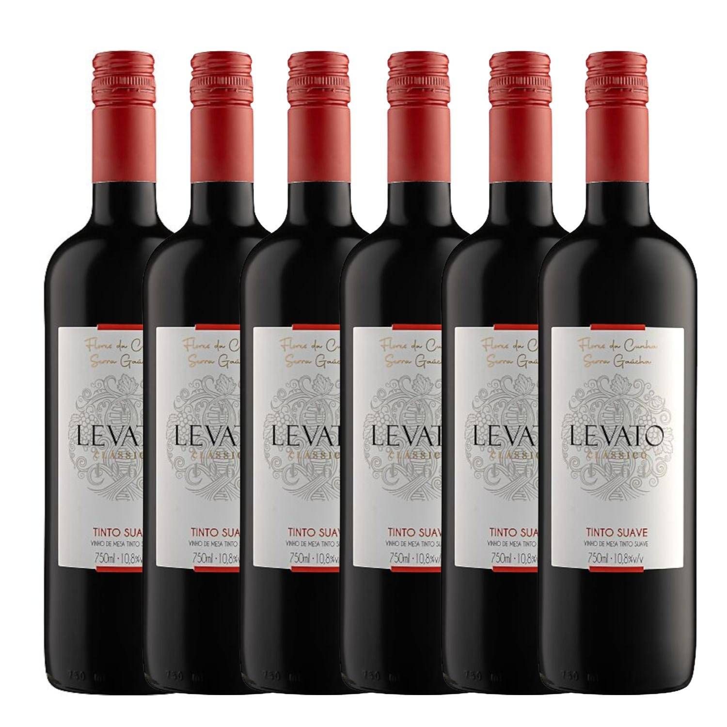 Kit com 6x Ulian Vinho Tinto de Mesa Suave Levato Clássico