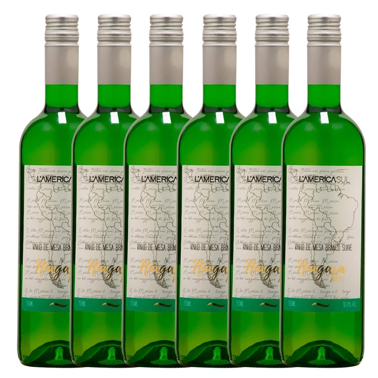 Kit com 6x Santini Vinho Branco Niágara L'america Suave