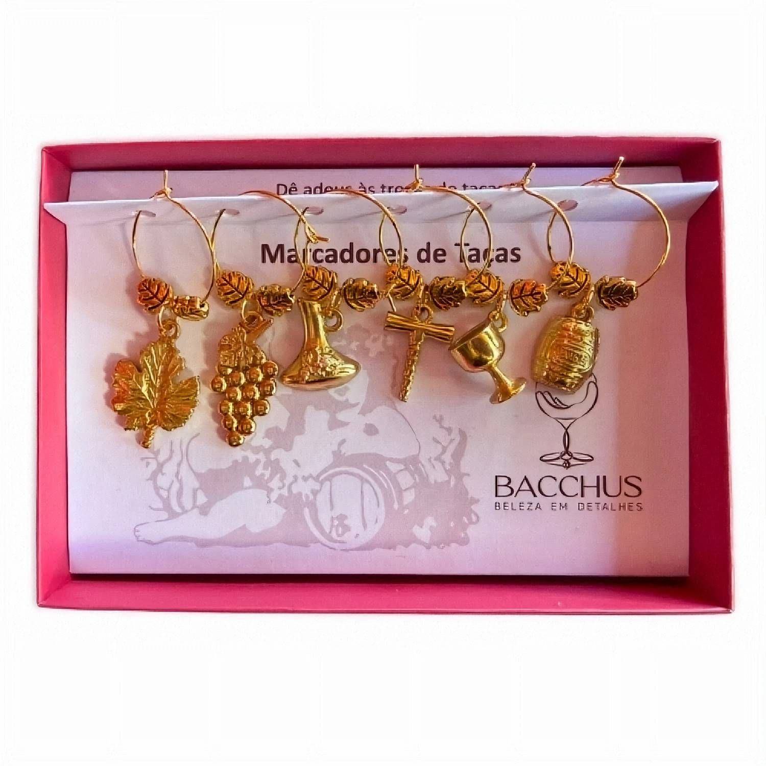 Conjunto Marcador de Taças Bacchus - Decanter Ouro