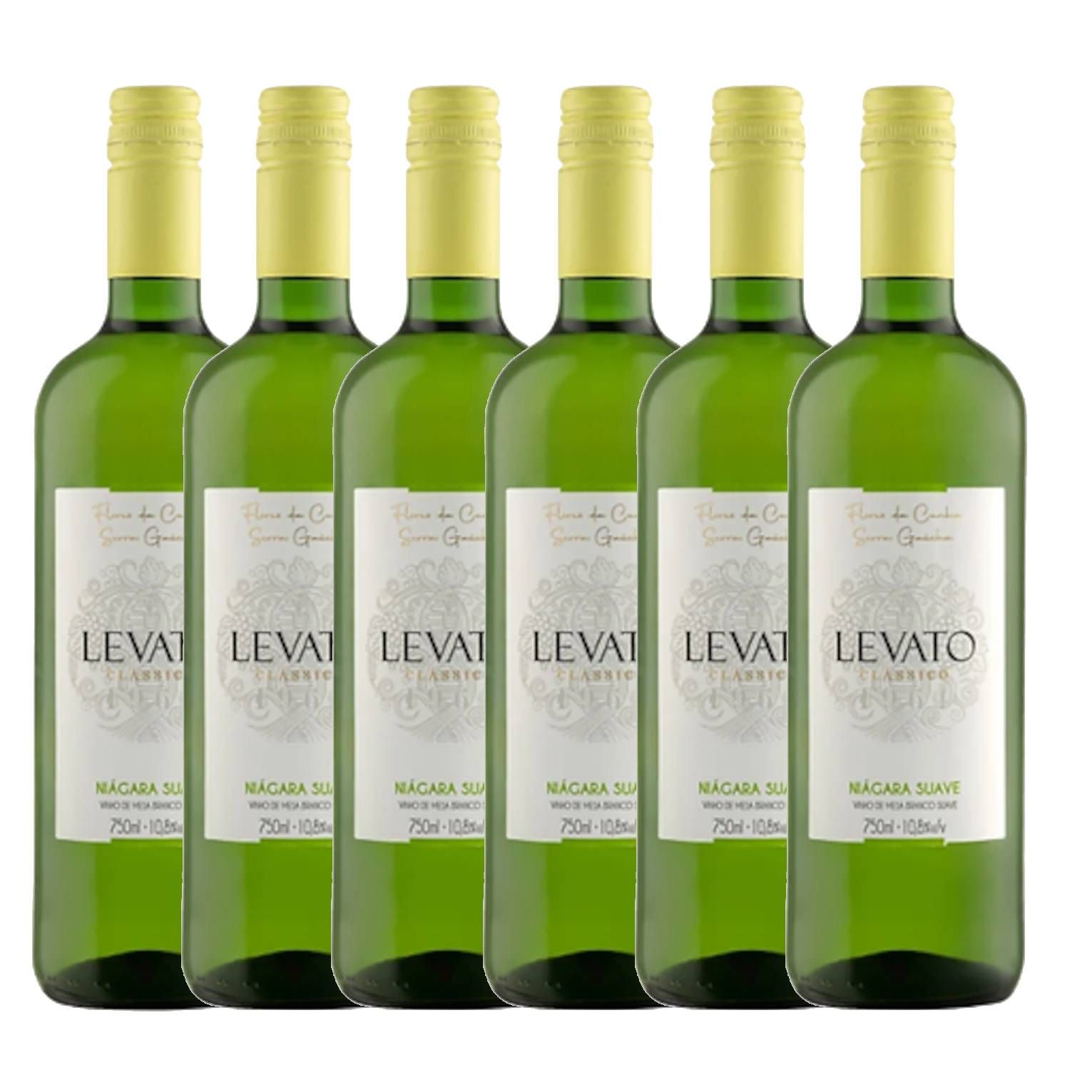 Kit com 6x Ulian Vinho Branco de Mesa Suave Levato Clássico Niágara