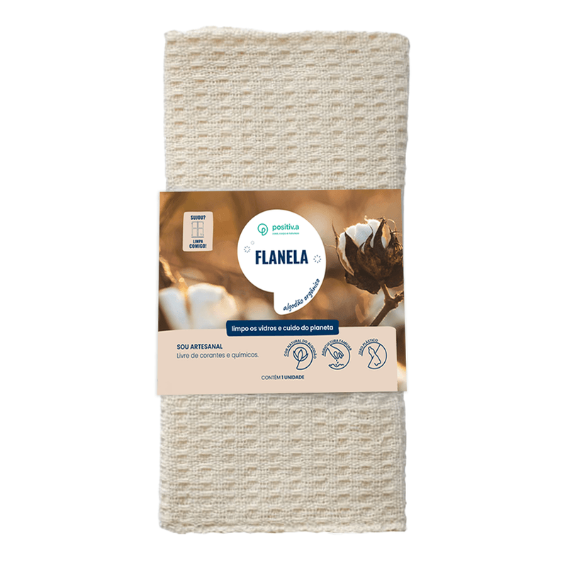 Flanela Orgânica Bege 40x40cm - Positiv.a