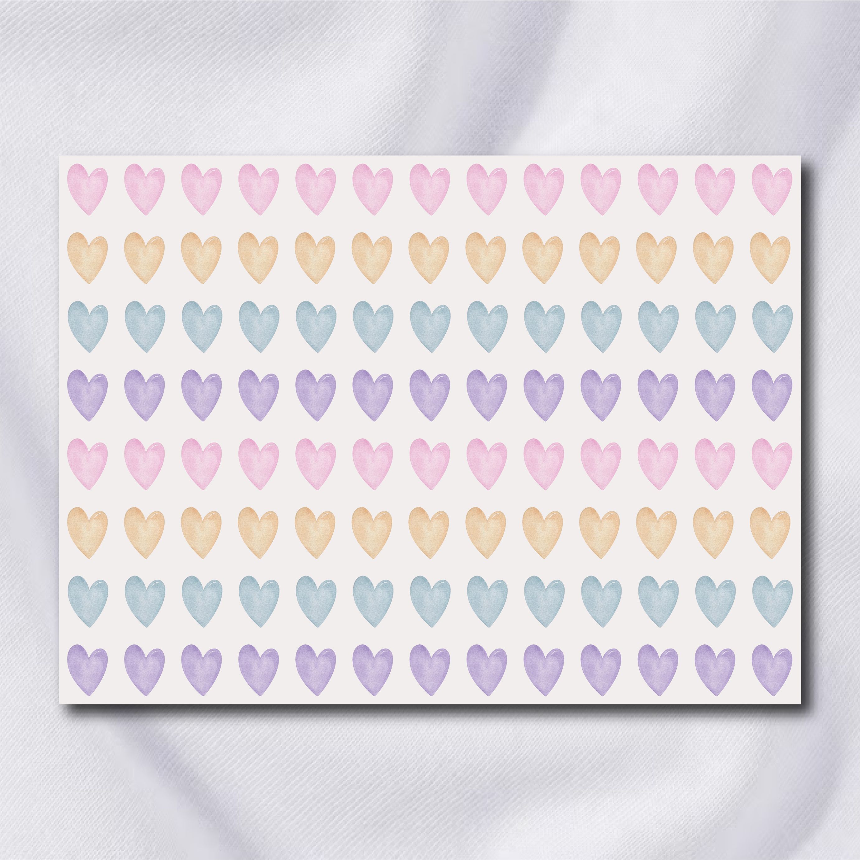 Mini Corações Candy Colors 1cm - Decalque para Tecido